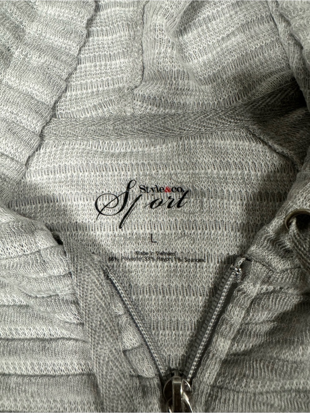 Style & Co. Light Gray Ribbed Zip Hoodie - Picture 3 of 3